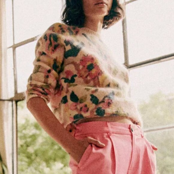 Sezane Orphee Jumper Sweater - Multi Color French Knit Floral Soft Casual - Picture 4 of 12